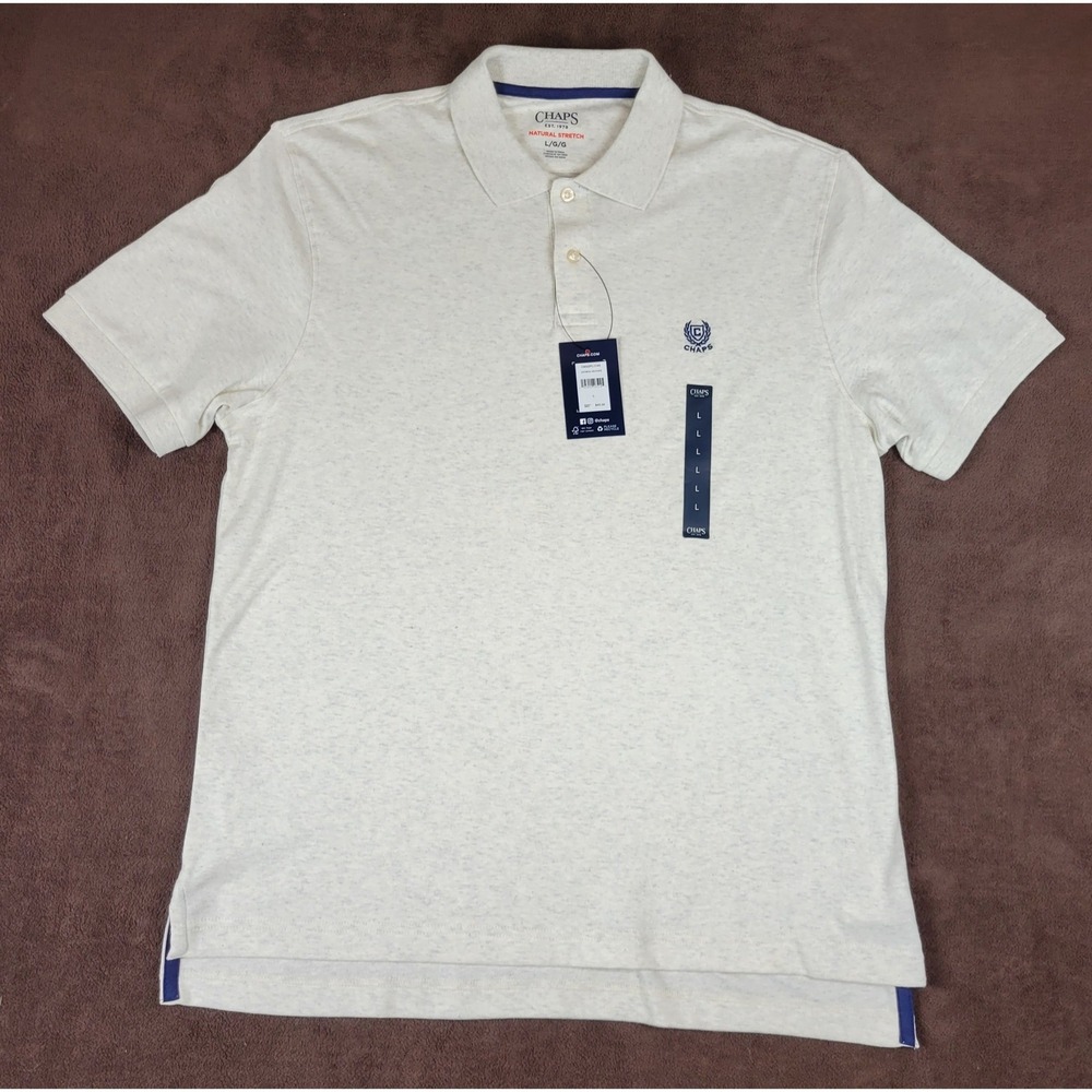 Chaps Mens Natural Stretch Polo Shirt Oatmeal Heather CM32PL114X Large NWT